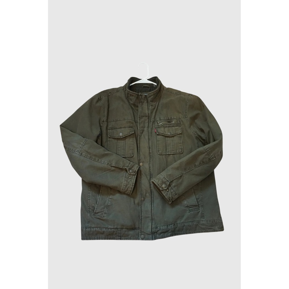 Levis Mens XL Olive Green Cotton Field Jacket Quilted Lining Military Utility